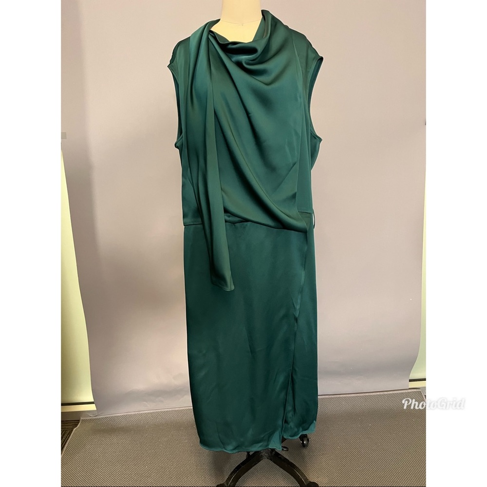 Sally LaPointe Emerald Green Cowl Neck Dress, 16